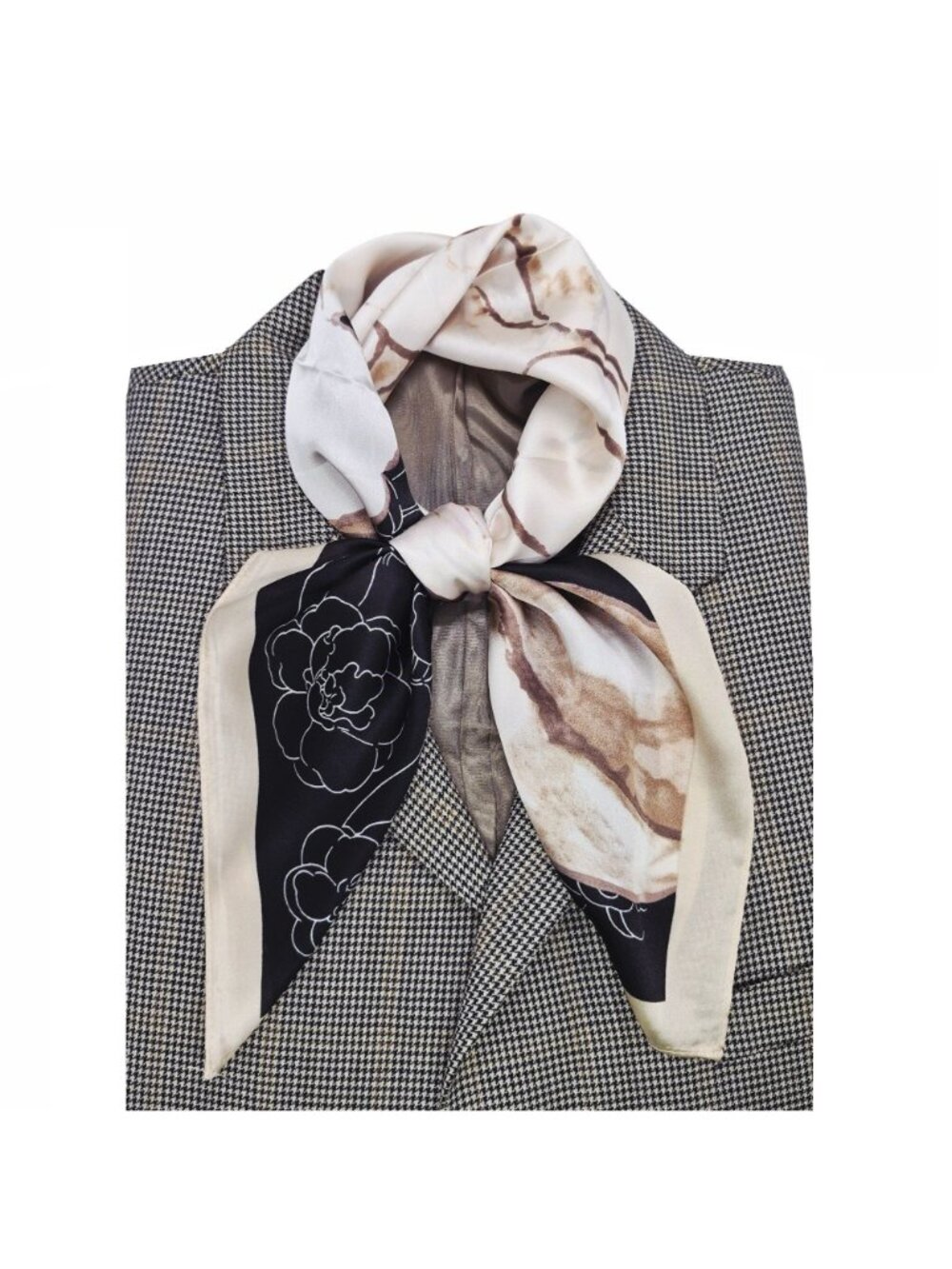 ✨New Elegant Bandana Square Silky Scarf Soft FLORAL BIG ROSE Black Brown Luxury✨ - Picture 2 of 8